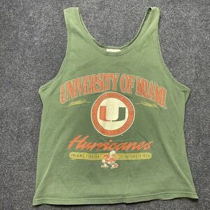Vintage Miami Hurricanes Shirt Mens Medium Green NCAA Football CSA Tank Top